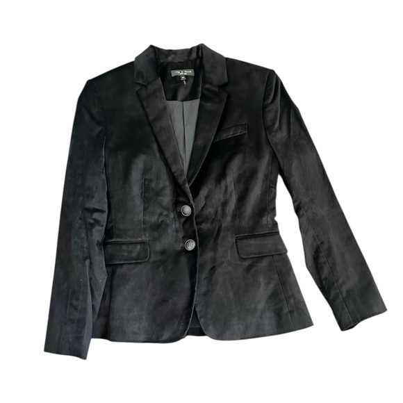 NEW Rag & Bone Women's Black Razor Velvet Two-Button Blazer Jacket - Size 00/XXS - Picture 6 of 13